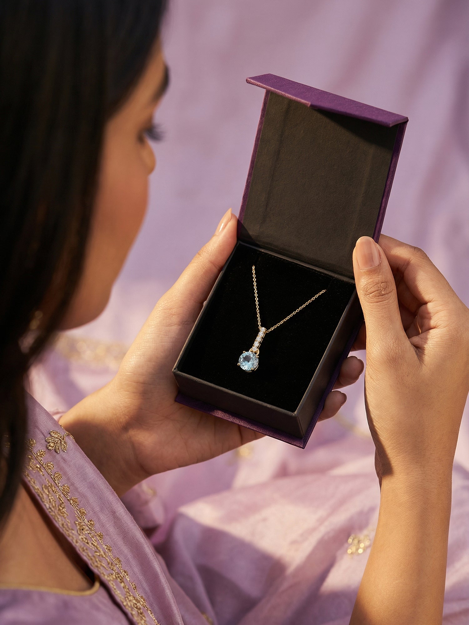 Celestial Glow Sky Blue Topaz Silver Pendant