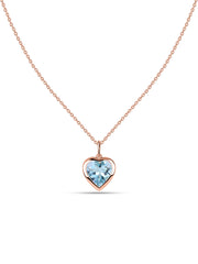 Blue Topaz Heart Solitaire Pendant with Chain