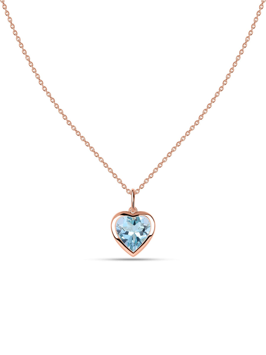 Blue Topaz Heart Solitaire Pendant with Chain
