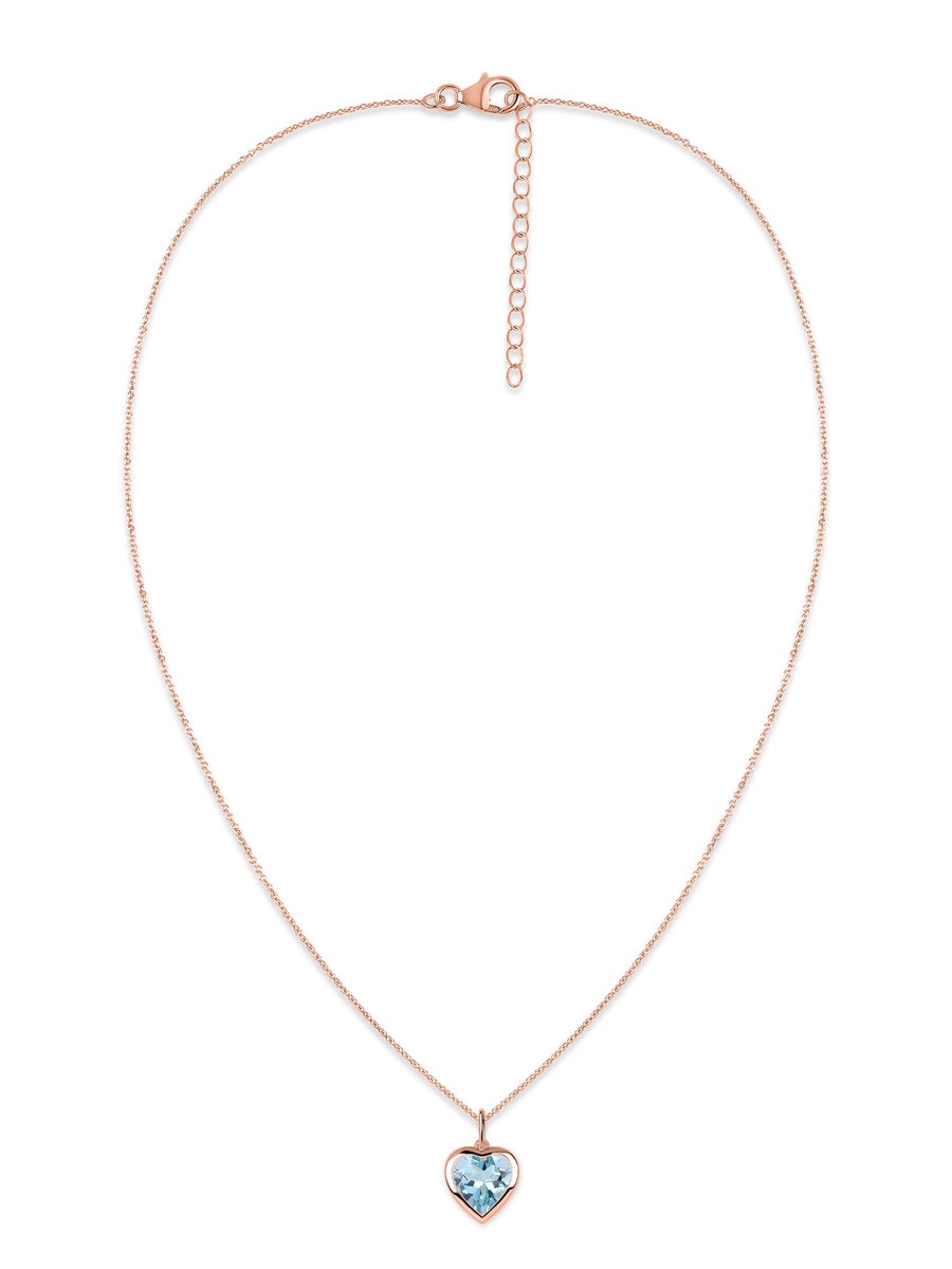 Blue Topaz Heart Solitaire Pendant with Chain