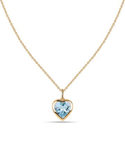Blue Topaz Heart Solitaire Pendant with Chain