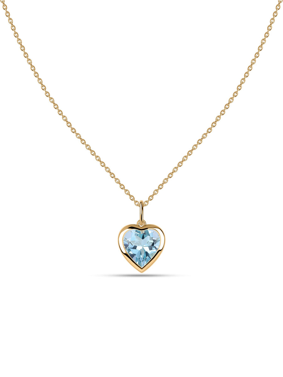 Blue Topaz Heart Solitaire Pendant with Chain