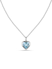 Blue Topaz Heart Solitaire Pendant with Chain