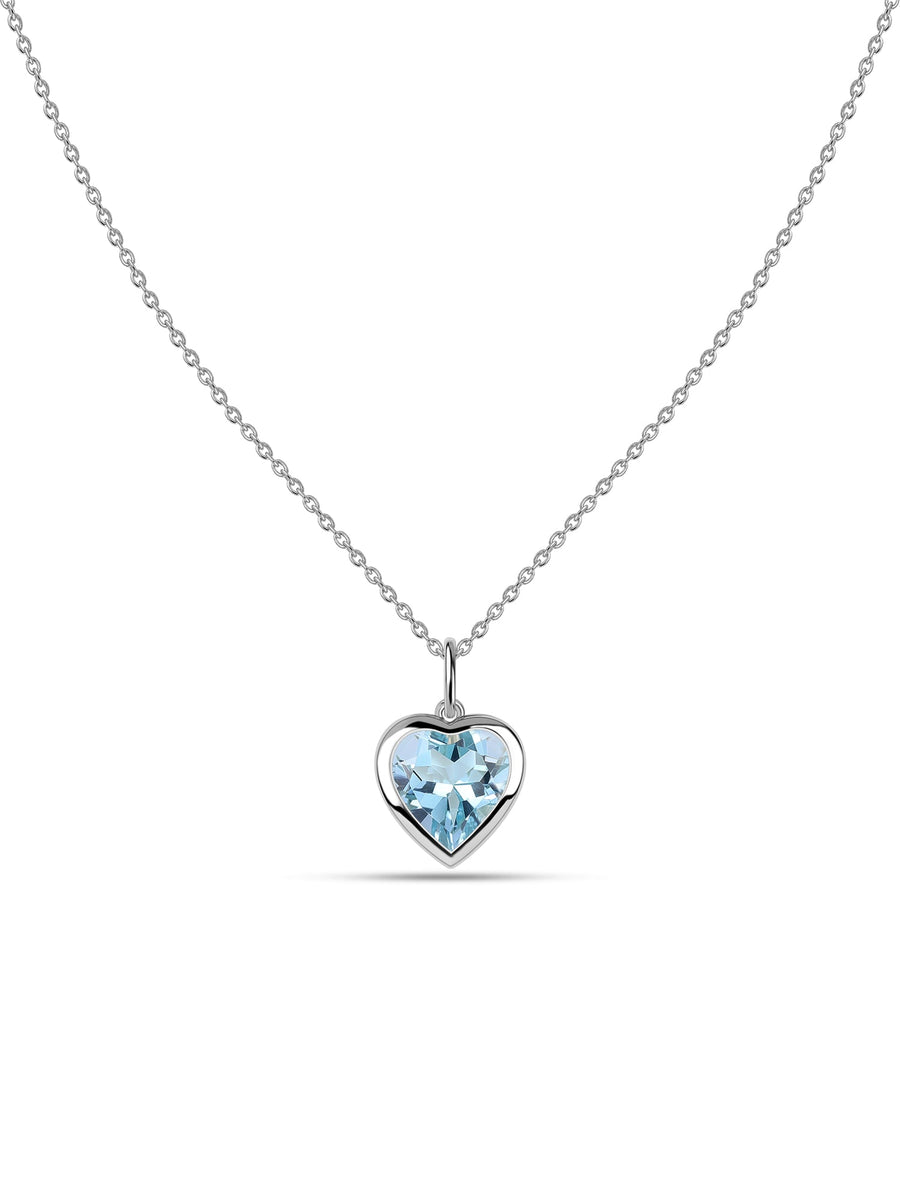 Blue Topaz Heart Solitaire Pendant with Chain