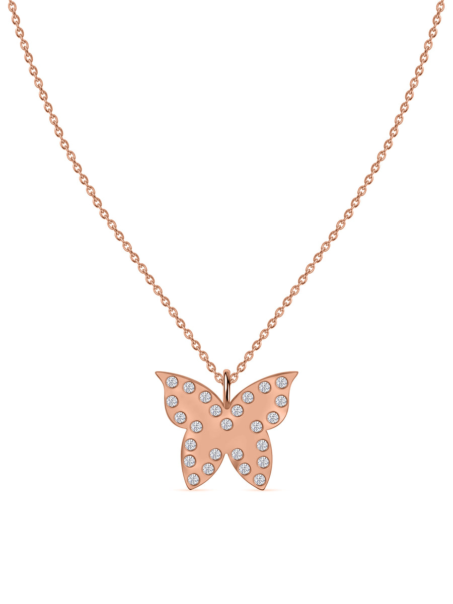 Papillon Lab Grown Diamond Butterfly Pendant With Chain