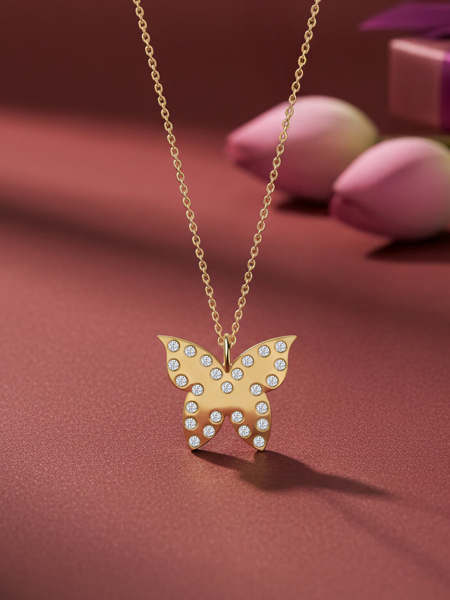 Papillon Lab Grown Diamond Butterfly Pendant With Chain