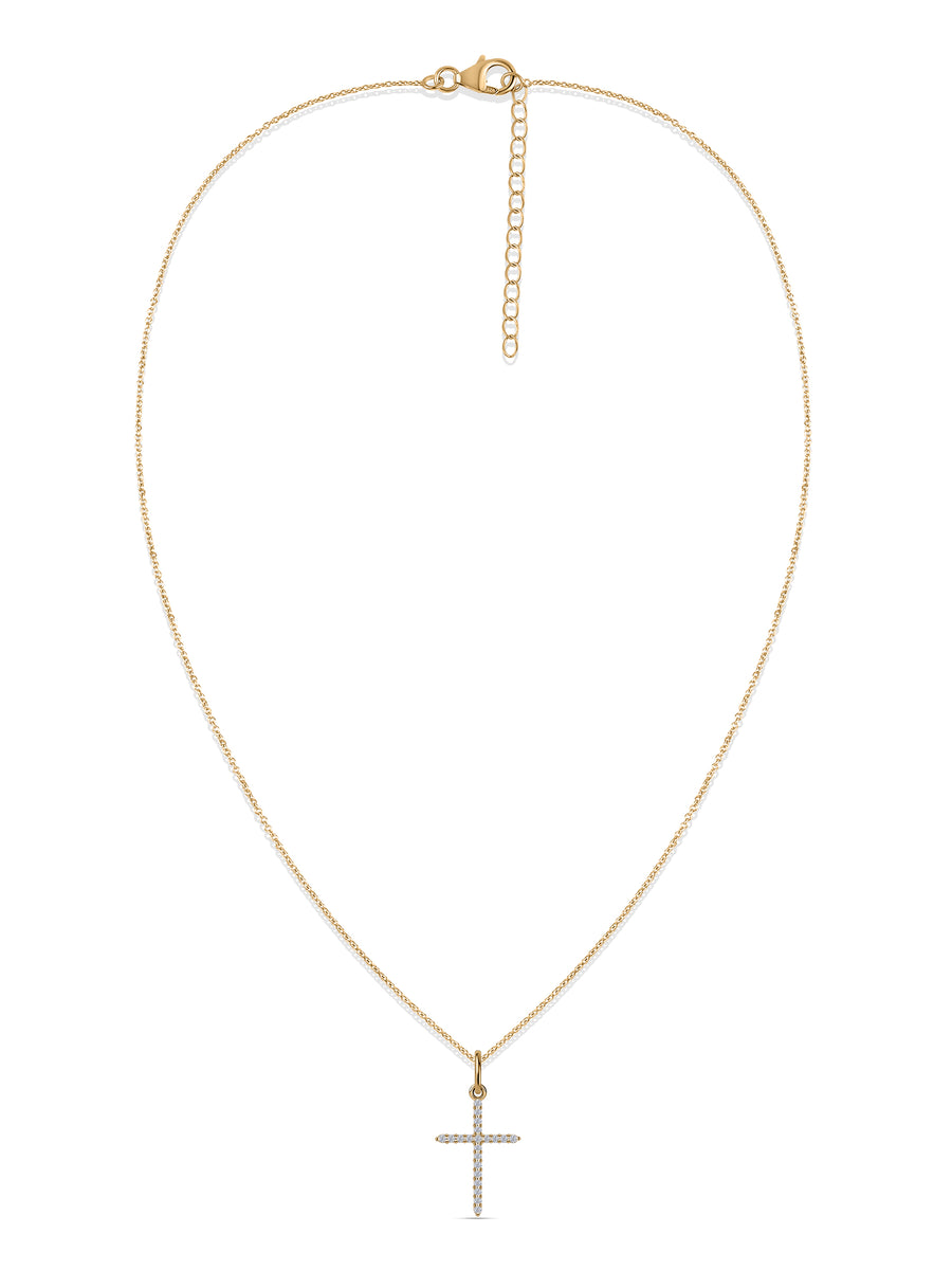 Sacred Light Lab Grown Diamond Gold Cross Pendant