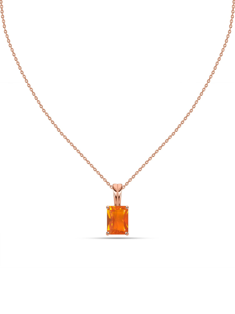 Elegant Natural Fire Opal Gold Necklace