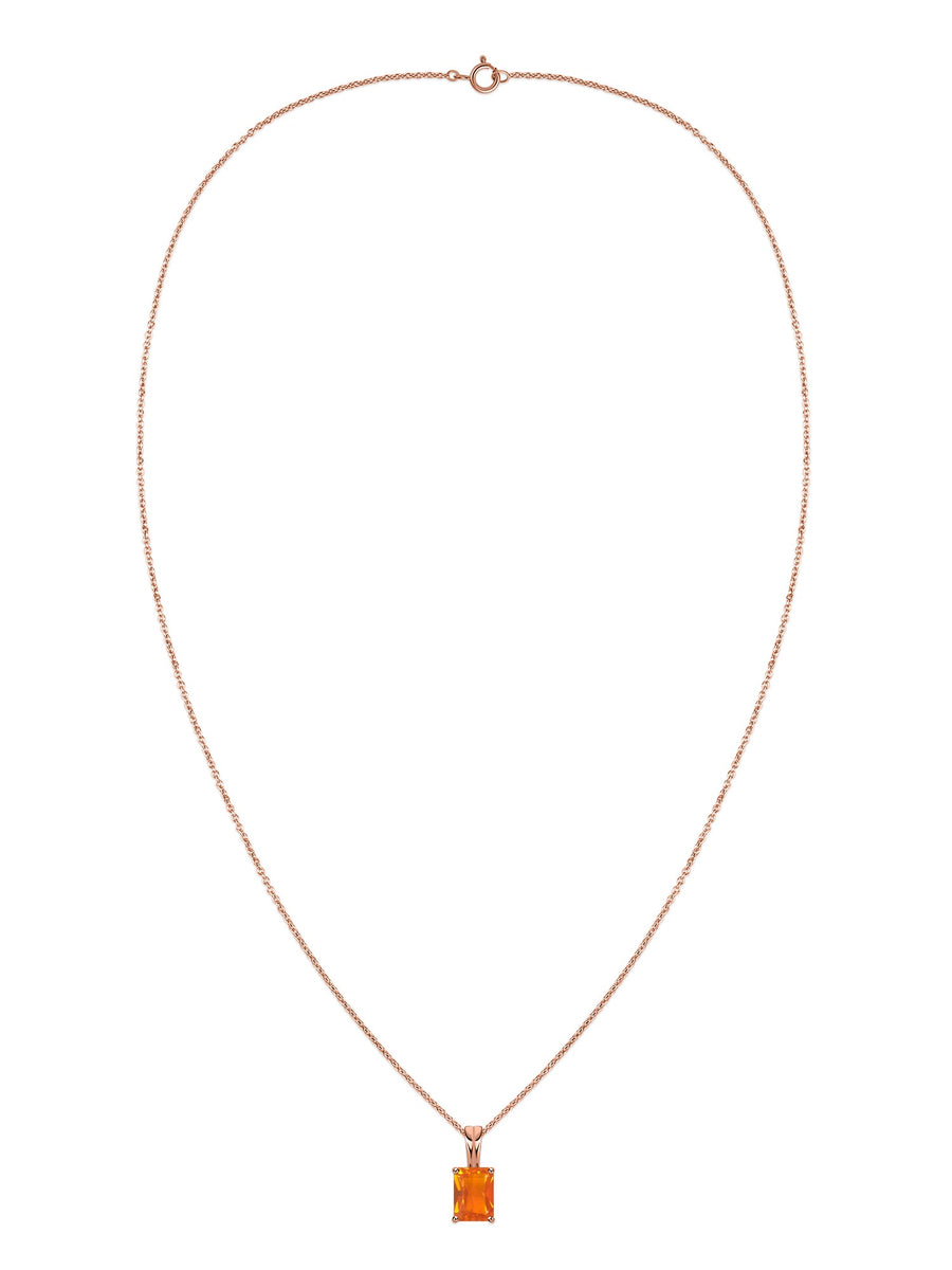 Elegant Natural Fire Opal Gold Necklace