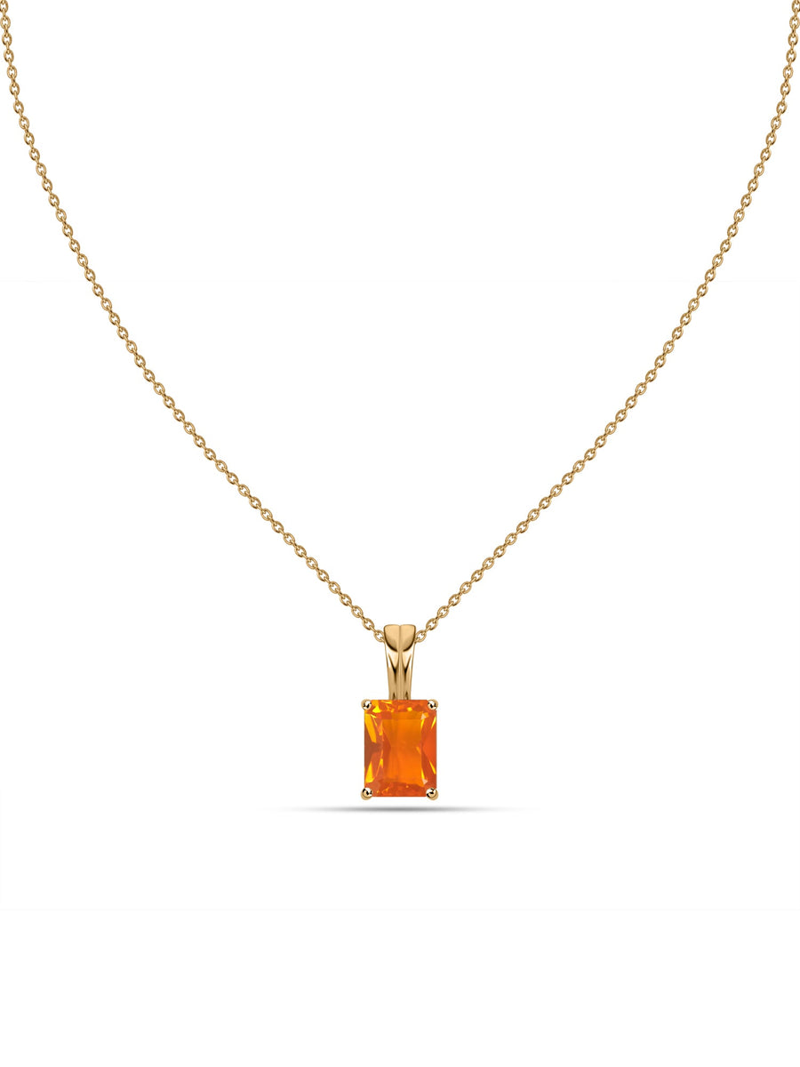 Elegant Natural Fire Opal Gold Necklace