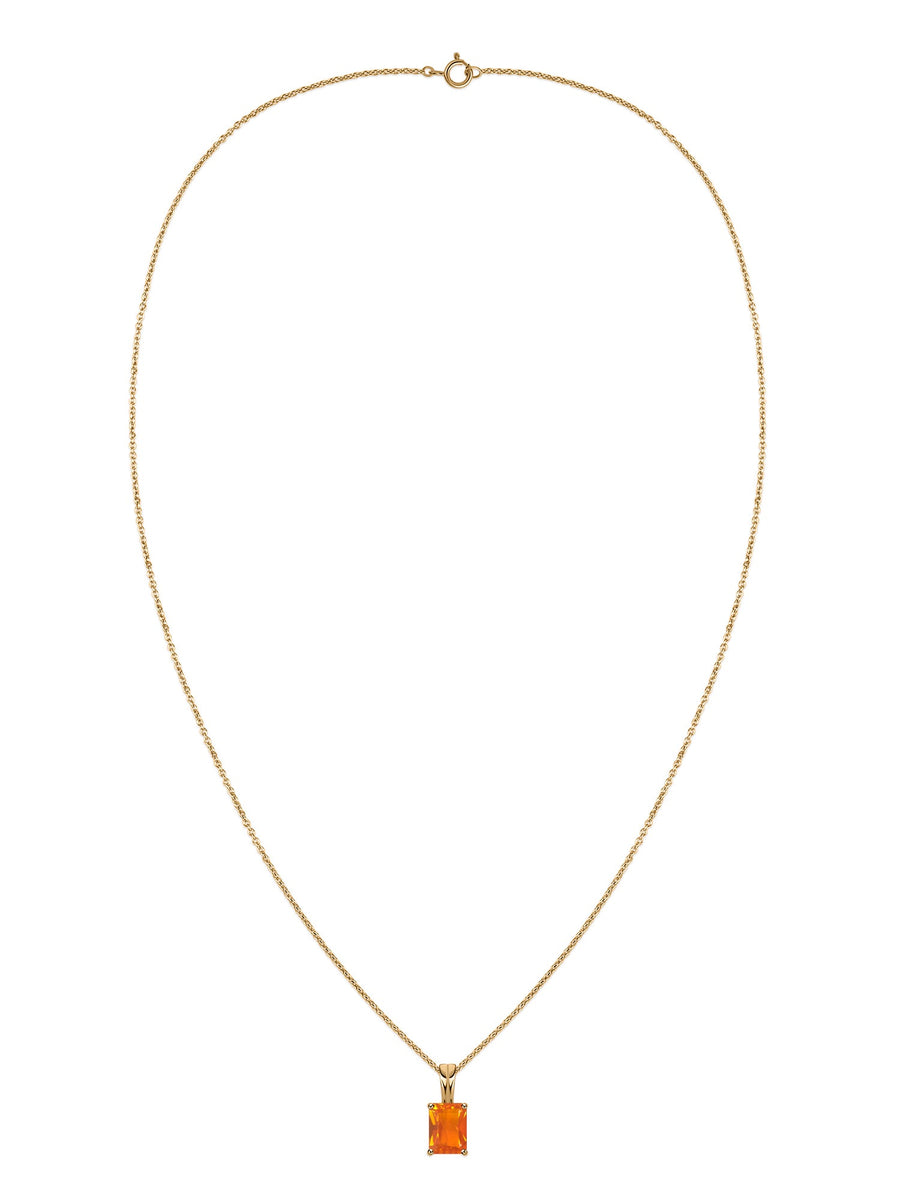 Elegant Natural Fire Opal Gold Necklace
