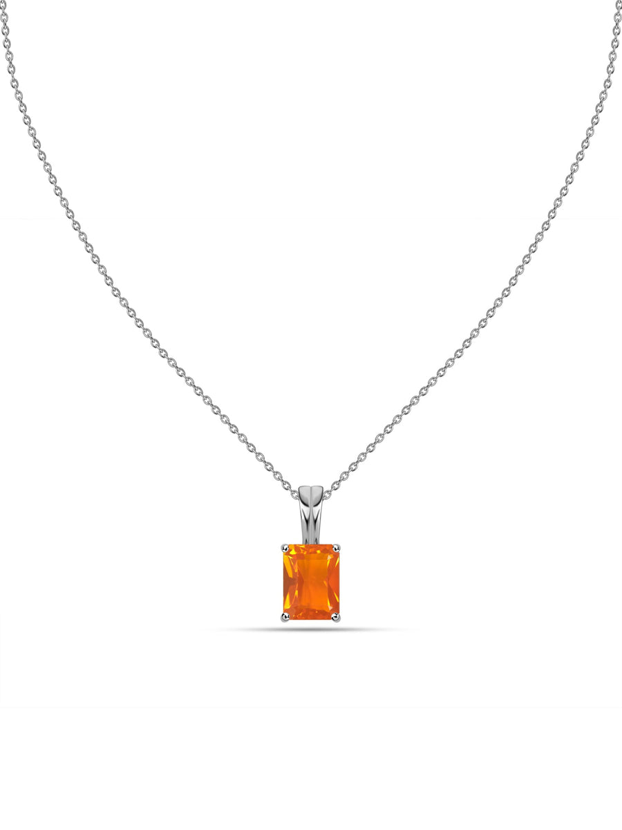 Elegant Natural Fire Opal Gold Necklace