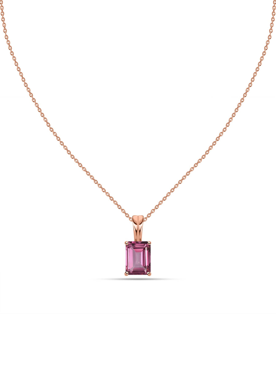 Elegant Natural Pink Topaz Gold Necklace