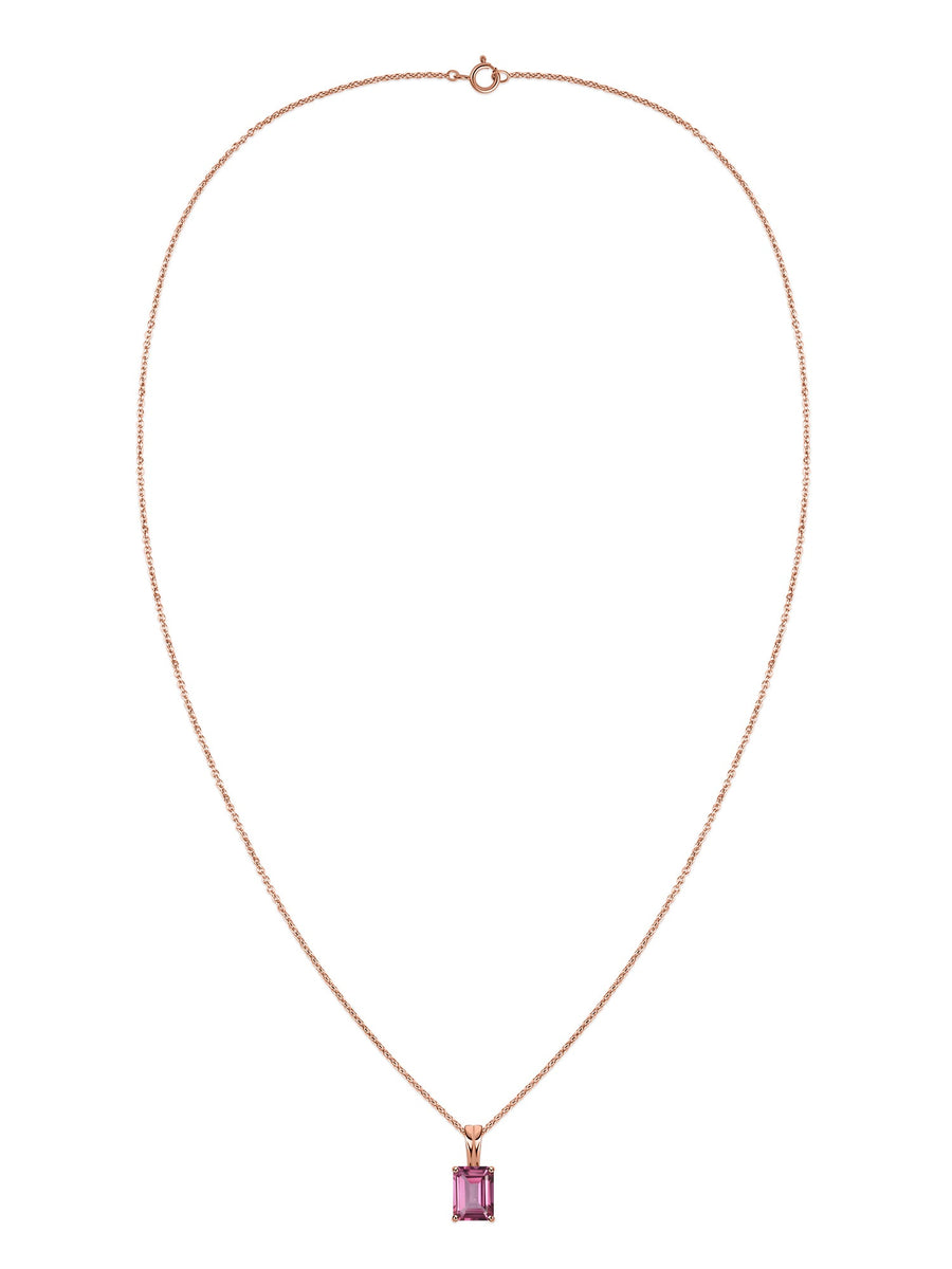 Elegant Natural Pink Topaz Gold Necklace