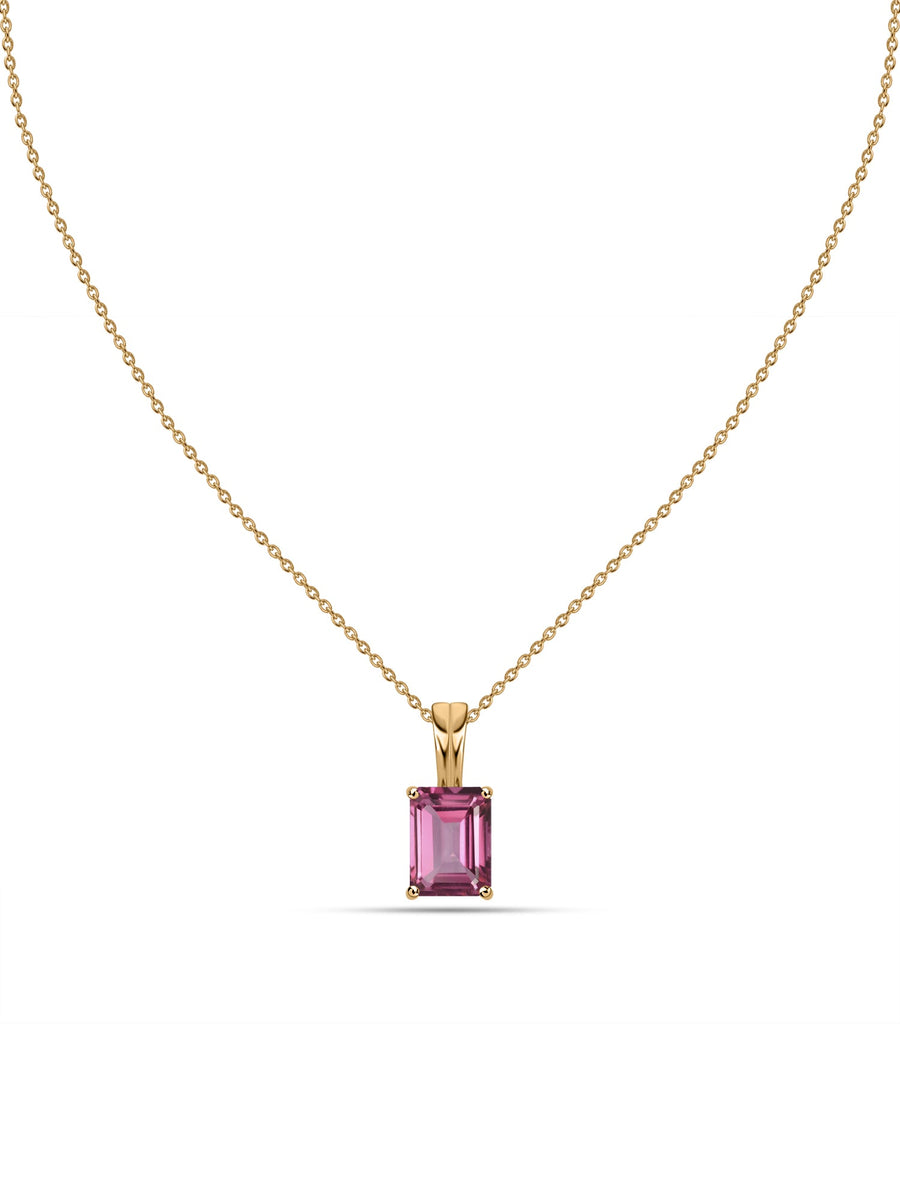 Elegant Natural Pink Topaz Gold Necklace
