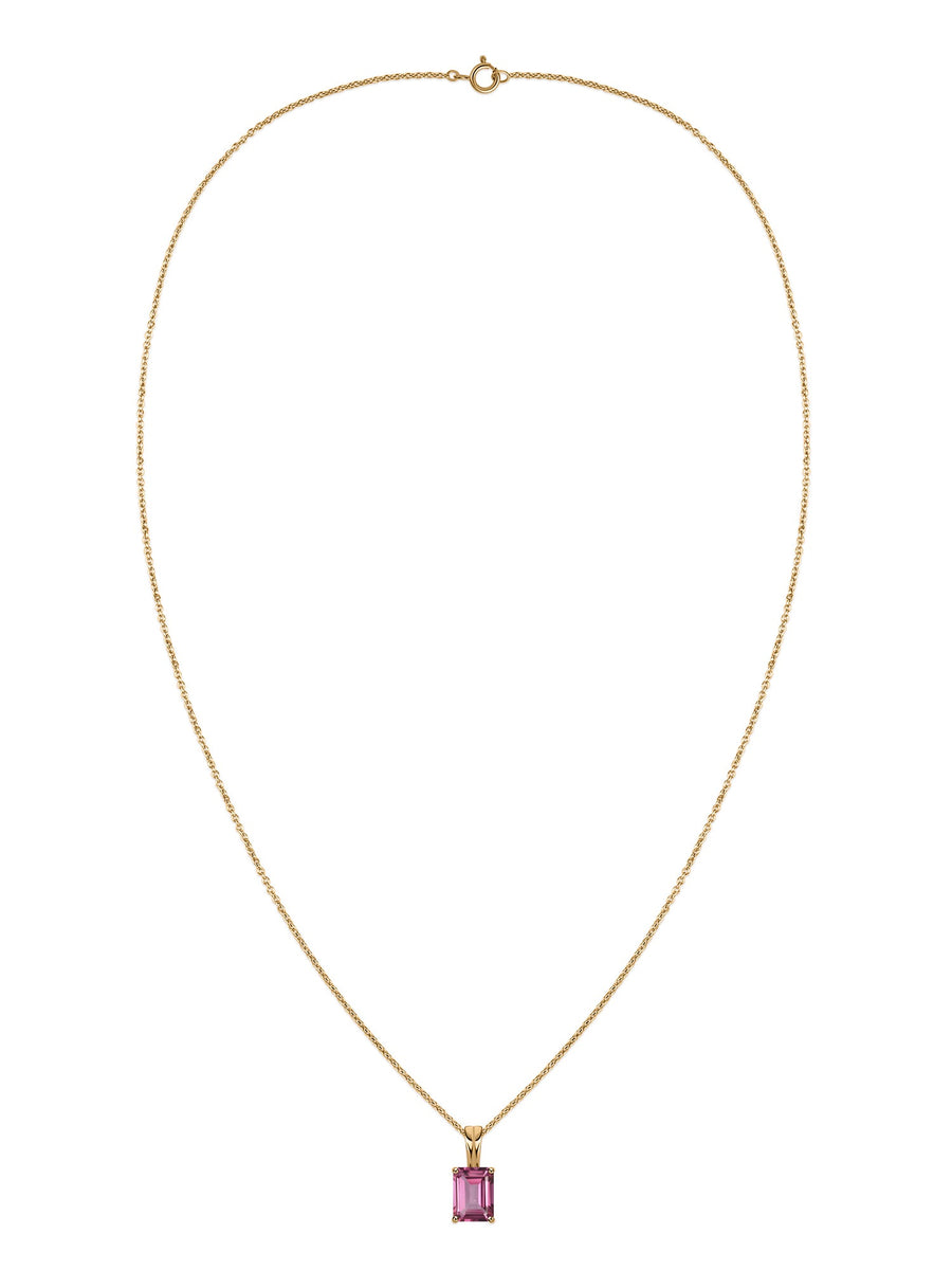 Elegant Natural Pink Topaz Gold Necklace