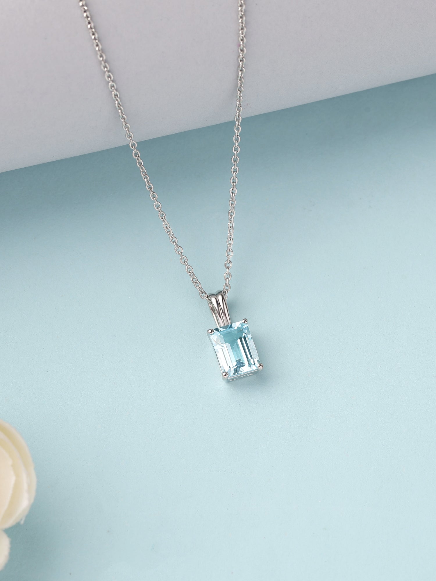 Celestial Glow Silver Blue Topaz Pendant Necklace
