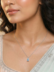 Celestial Glow Silver Blue Topaz Pendant Necklace