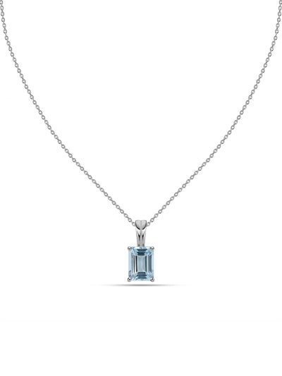 Celestial Glow Silver Natural Blue Topaz Pendant Necklace