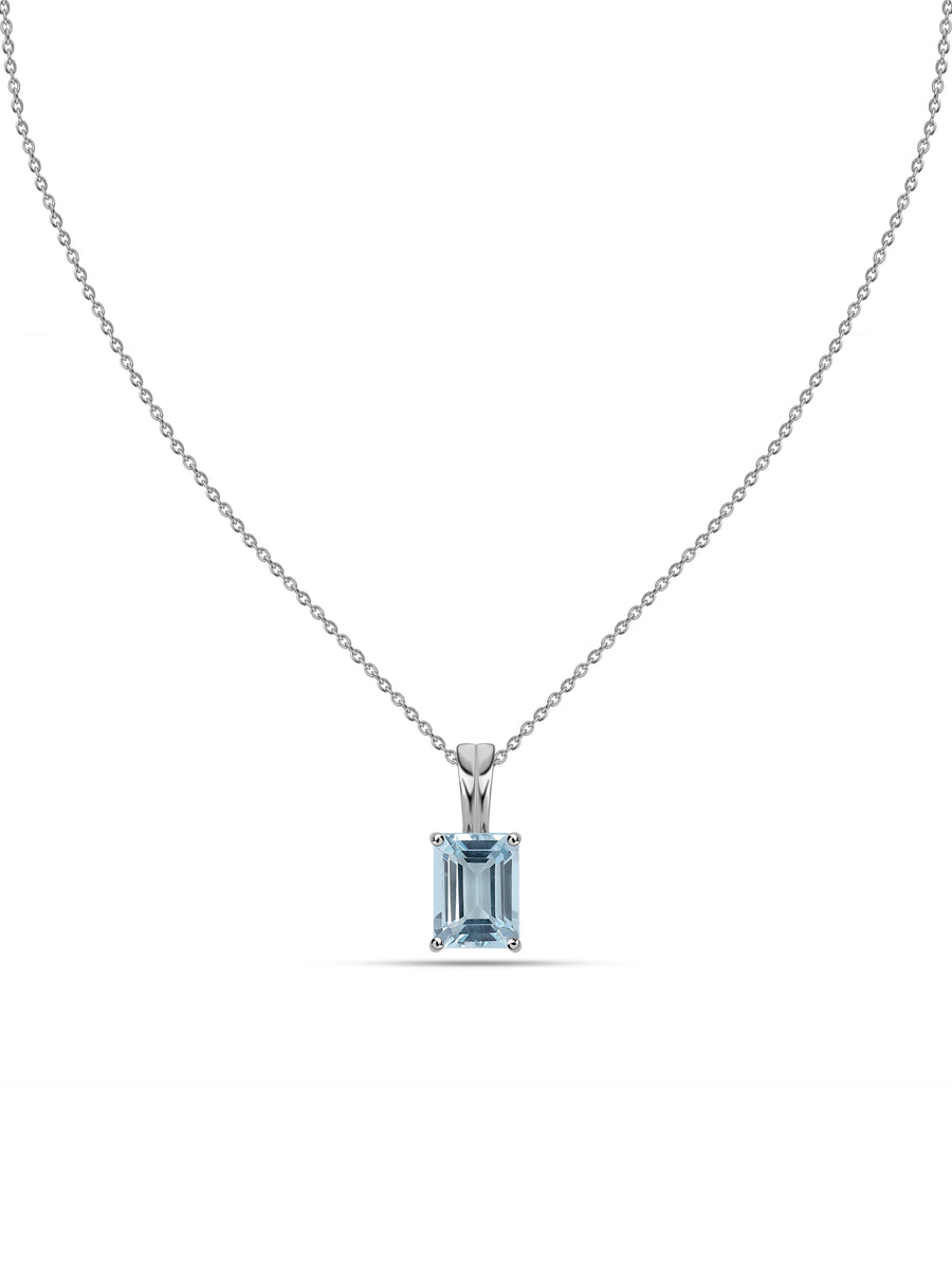 Celestial Glow Silver Blue Topaz Pendant Necklace
