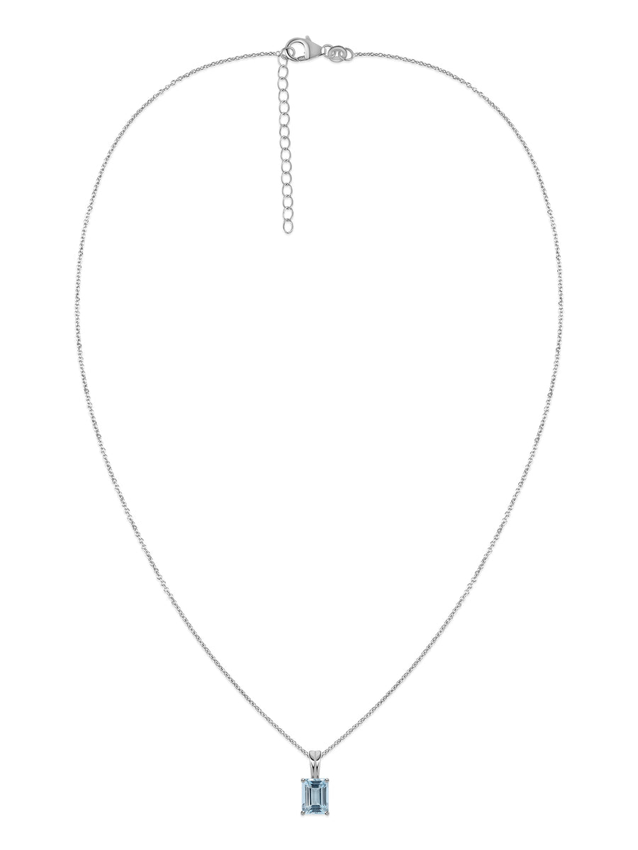 Celestial Glow Silver Blue Topaz Pendant Necklace
