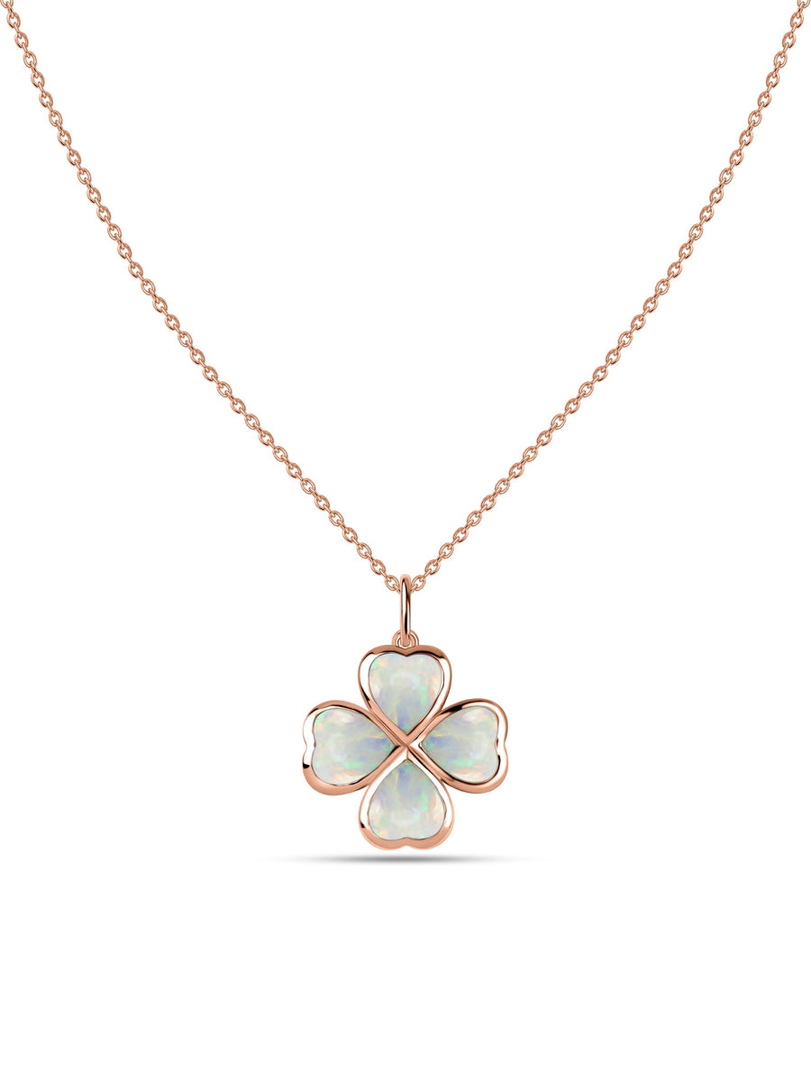 Natural Opal Gold Clover Pendant – A Token of Timeless Luck