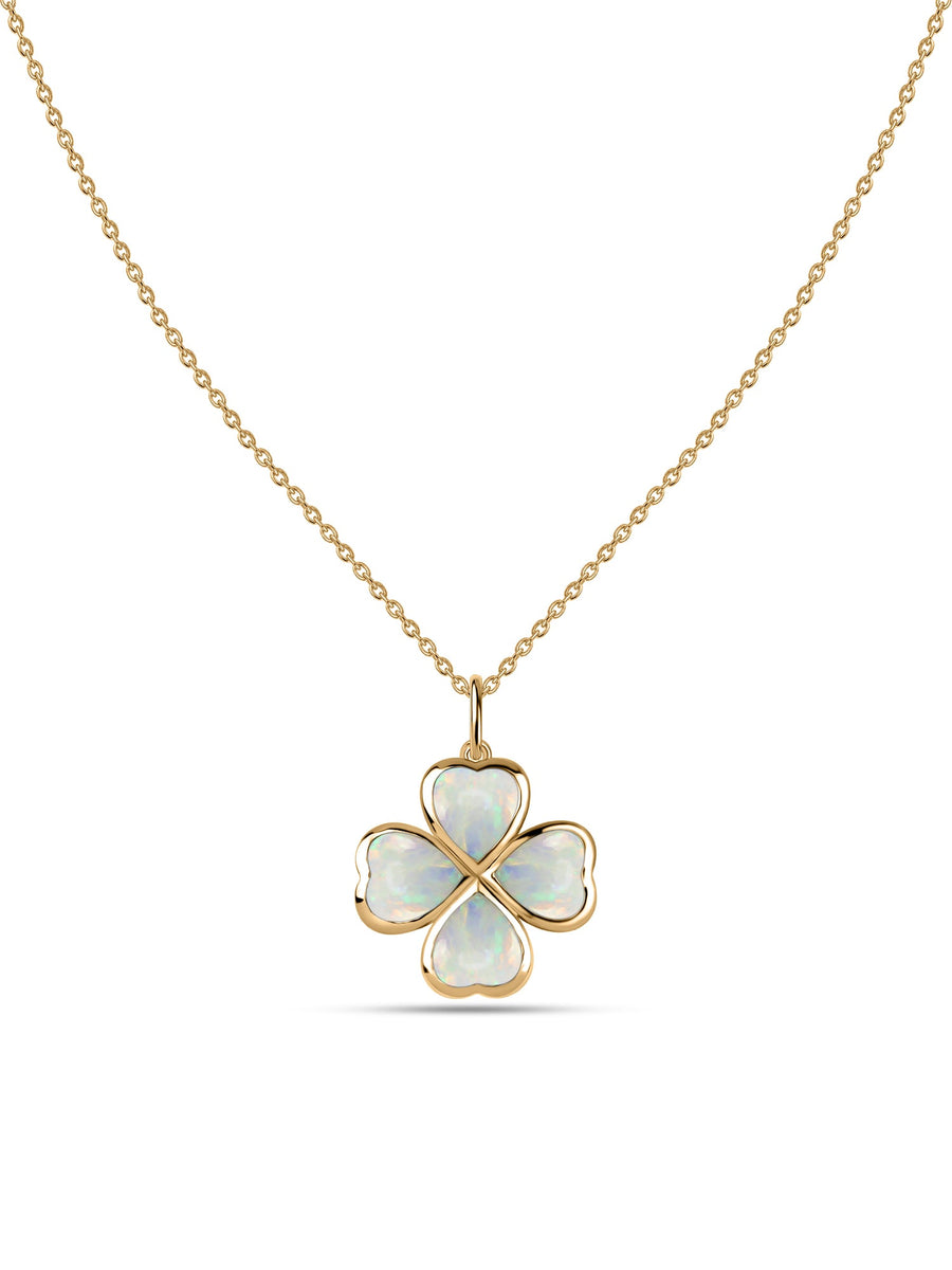 Natural Opal Gold Clover Pendant – A Token of Timeless Luck