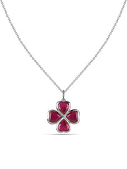 Red Garnet Clover Silver Pendant