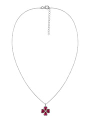Red Garnet Clover Silver Pendant