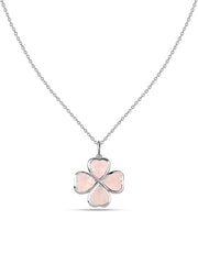 Rose Quartz Petals Gold Clover Pendant With Chain
