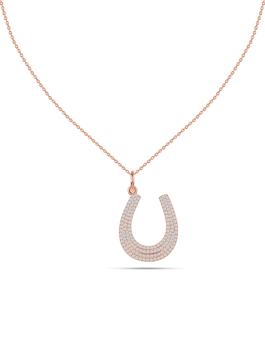 Fortune Glow Lab Grown Diamond Gold Horseshoe Pendant