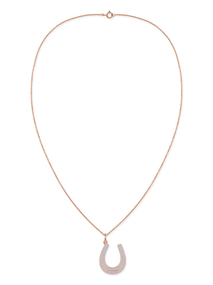 Fortune Glow Lab Grown Diamond Gold Horseshoe Pendant