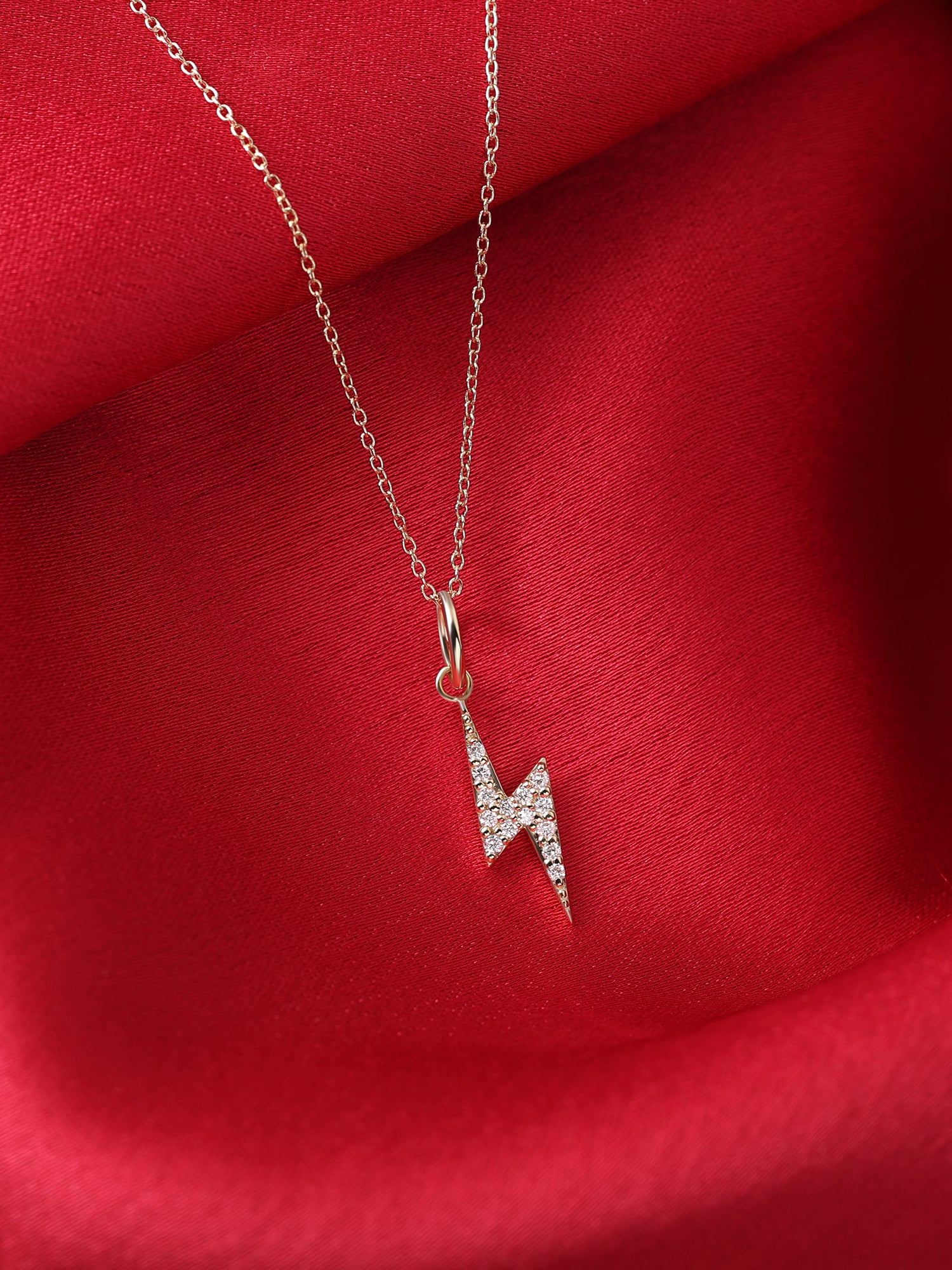 Power Pulse Lab Grown Diamond Yellow Gold Lightning Pendant