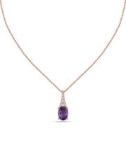 Amethyst Oval Gold Pendant with Sparkling Diamonds