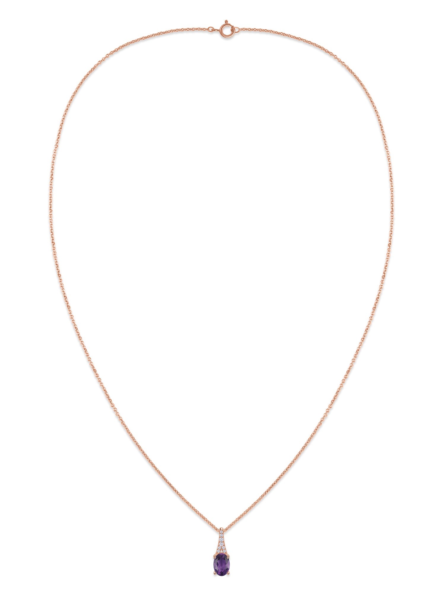 Amethyst Oval Gold Pendant with Sparkling Diamonds
