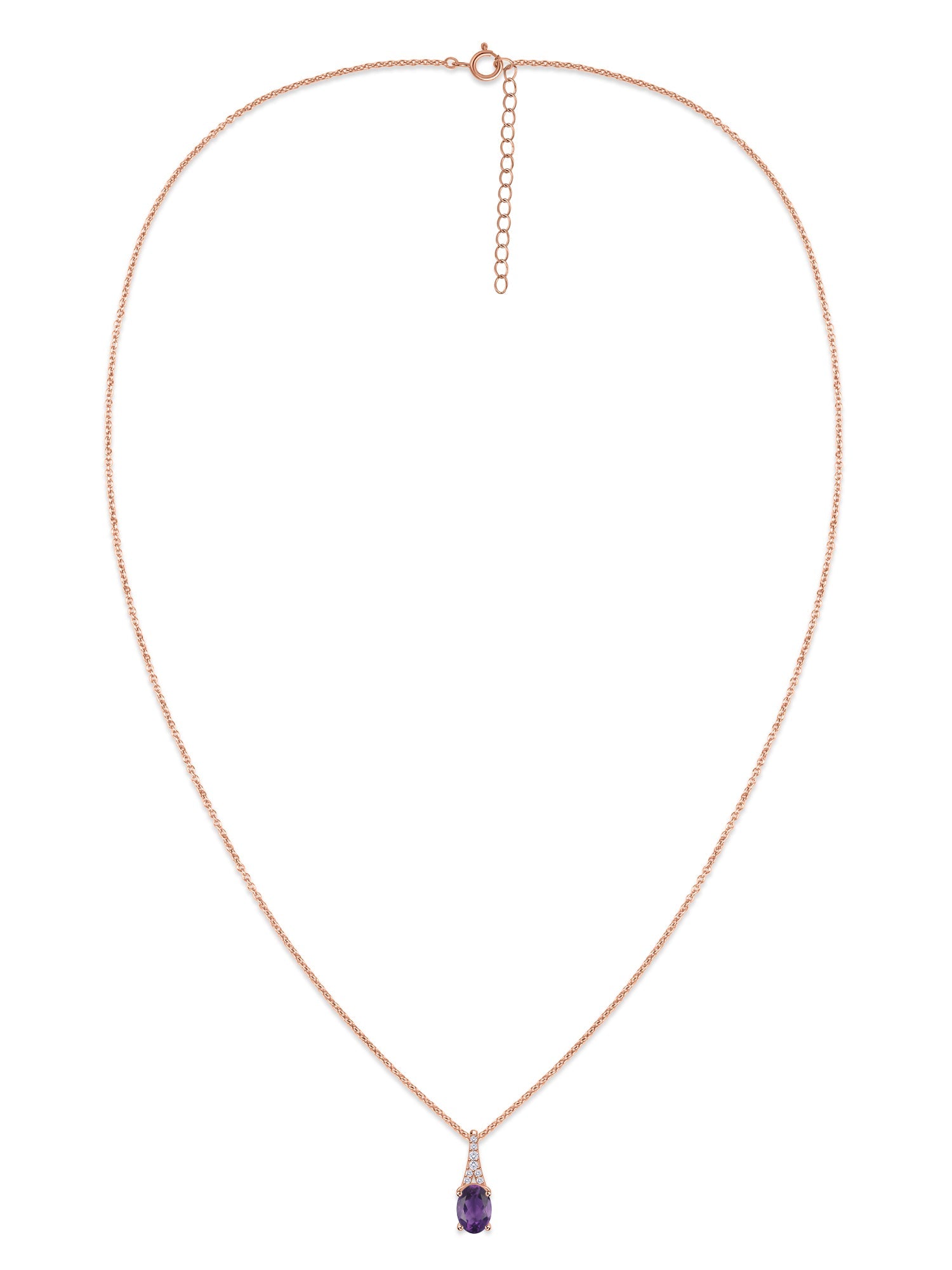 Natural Amethyst Solitaire Gold Necklace