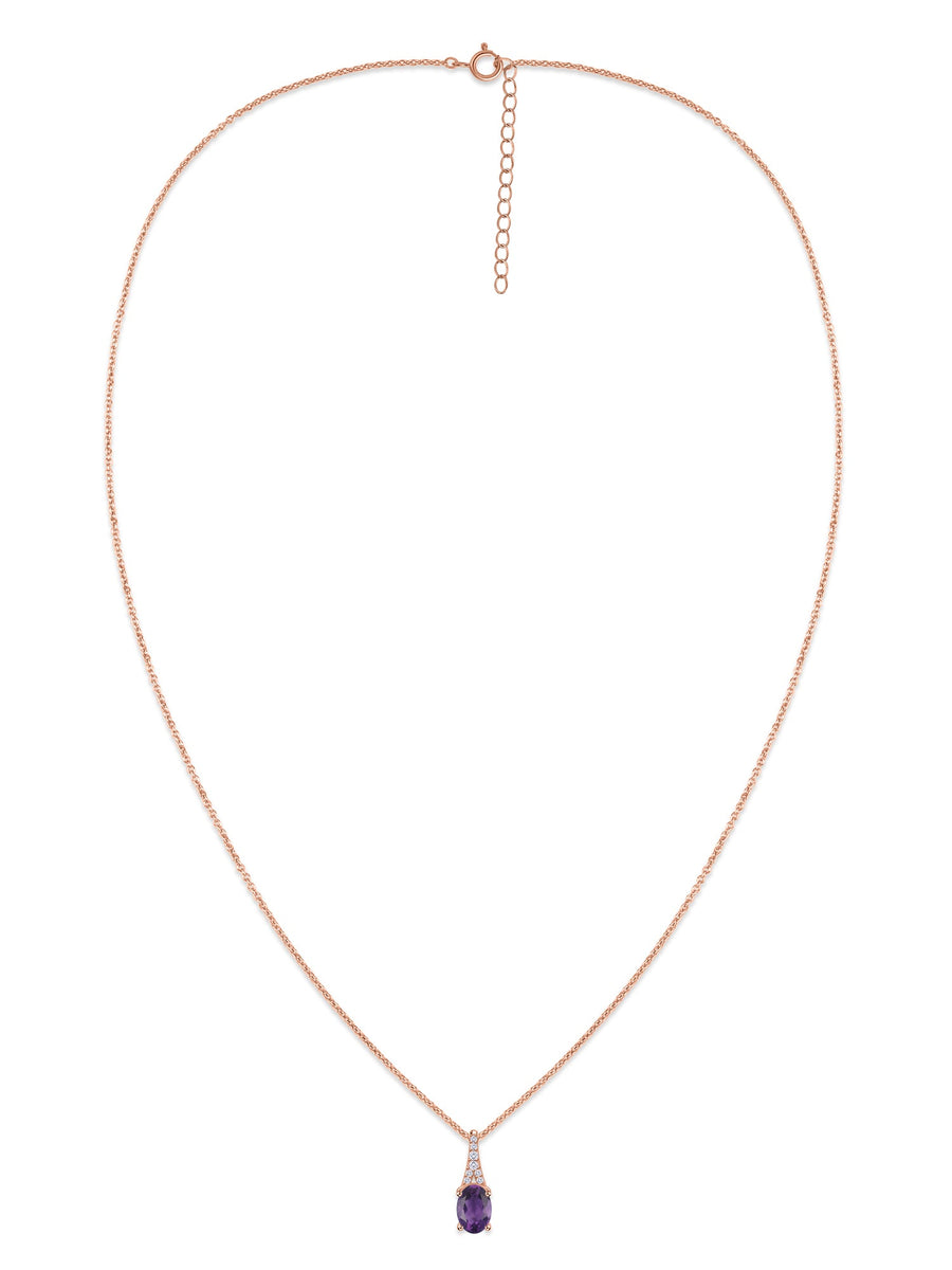 Natural Amethyst Solitaire Gold Necklace