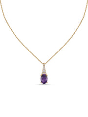 Amethyst Oval Gold Pendant with Sparkling Diamonds