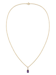 Amethyst Oval Gold Pendant with Sparkling Diamonds