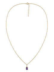 Natural Amethyst Solitaire Gold Necklace