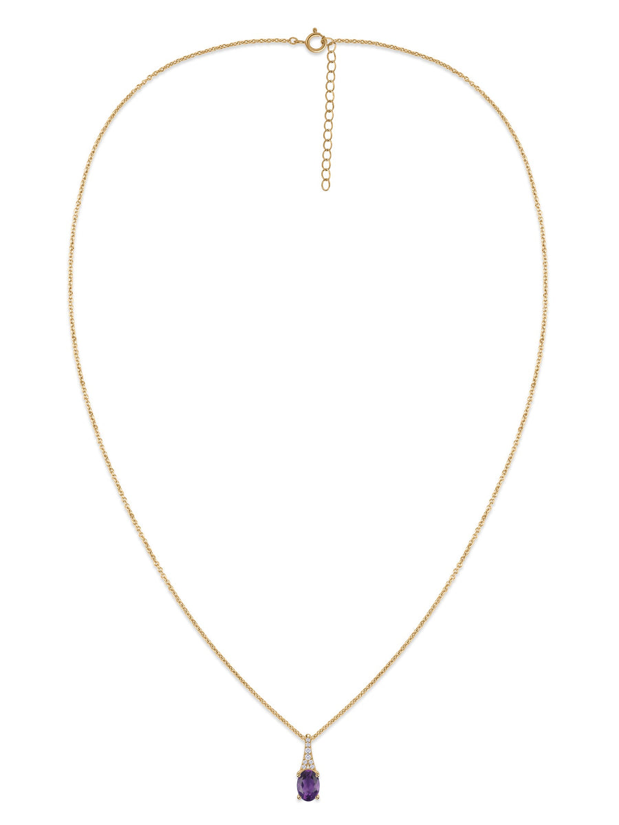 Natural Amethyst Solitaire Gold Necklace