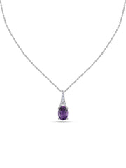 Amethyst Oval Gold Pendant with Sparkling Diamonds