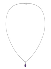 Amethyst Oval Gold Pendant with Sparkling Diamonds