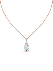 Aquamarine Oval Gold Pendant with Sparkling Diamonds