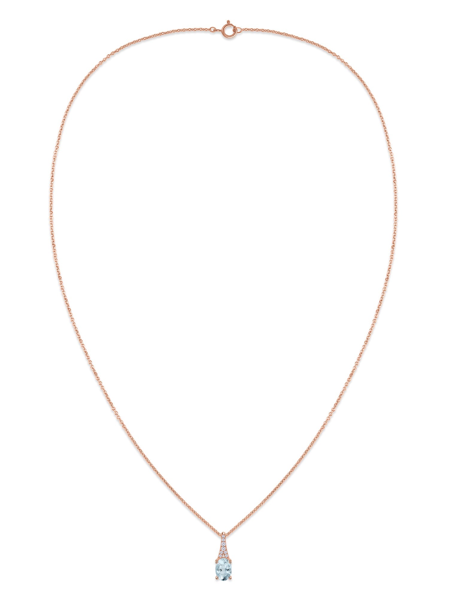 Aquamarine Oval Gold Pendant with Sparkling Diamonds