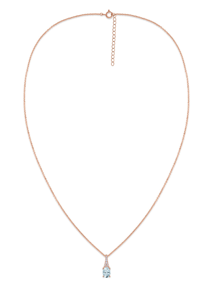 Natural Aquamarine Solitaire Gold Necklace
