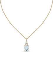 Aquamarine Oval Gold Pendant with Sparkling Diamonds