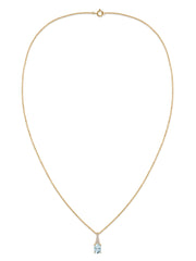 Aquamarine Oval Gold Pendant with Sparkling Diamonds