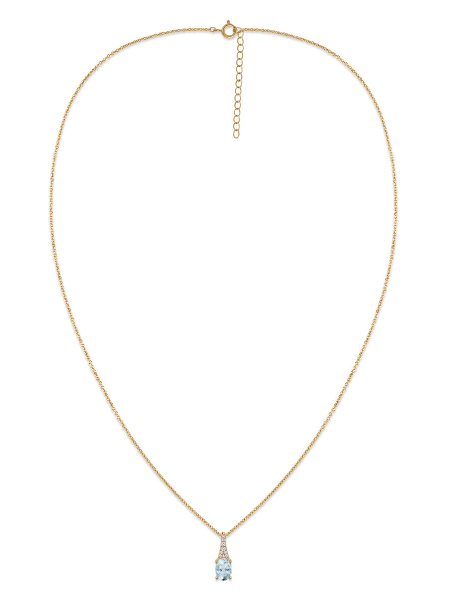 Natural Aquamarine Solitaire Gold Necklace