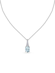 Aquamarine Oval Gold Pendant with Sparkling Diamonds